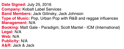 Jack & Jack signing story info